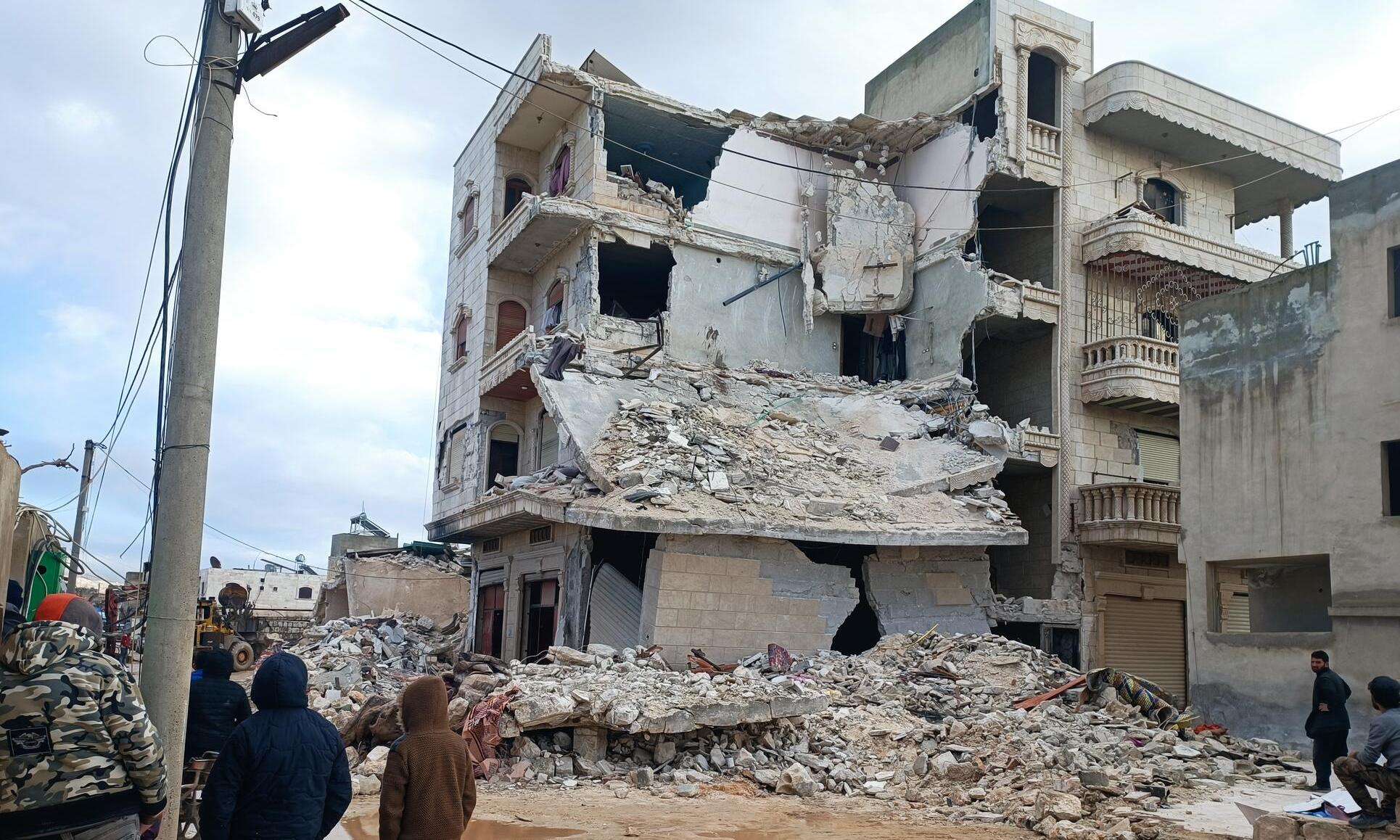 Destruction from the earthquake in Idlib province, Syria, on February 7, 2023.