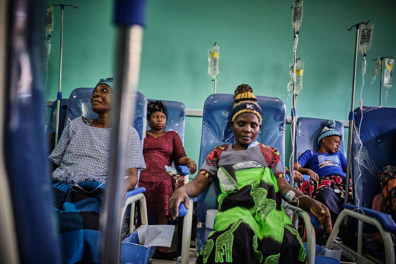 Malawian women during a chemotherapy session at Queen Elizabeth Central Hospital. 