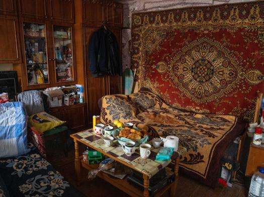 Interior of the home of a Ukrainian couple who allowed MSF to use it as a mobile clinic in Kherson. 