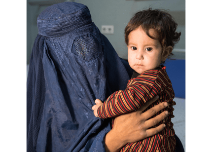 An Afghan mother and child at Mazar-i-Sharif Regional Hospital in Balkh province, Afghanistan.