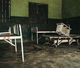 Beds without mattresses inside the Bakouma secondary hospital, Mbomou prefecture in Central African Republic